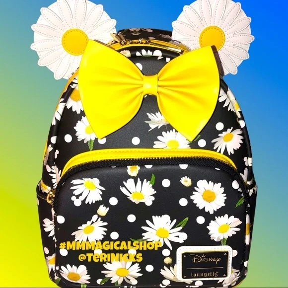 Loungefly Daisy Backpack - Black and Yellow Amazon.com | Loungefly Minnie Mouse Daisies Mini Backpack  main image 3